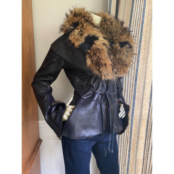 EUC Roberto Cavalli Reversible Fur Leather Jacket Coat M - Picture 2 of 14